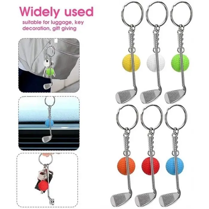 Gerçekçi Golf Tasarımlı Şık Anahtarlık Kolye Çanta Süsü Golf Keychain Bx40