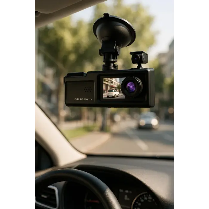 Geri Görüş Destekli Araç İçi Kamera 3 Kameralı Full HD Kayıt Sistemi