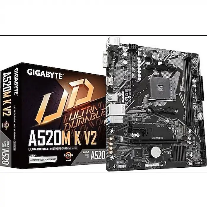 GIGABYTE A520M-K V2 DDR4 5100(OC) VGA HDMI AM4 PCI-E GEN3 M.2 USB 3.2 (3000-4000-5000) Serisi