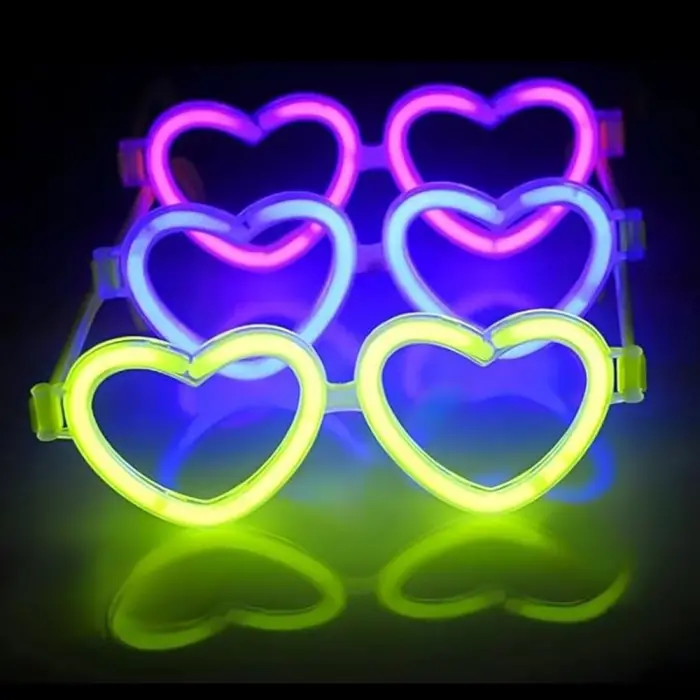 Glow Kalpli Fosforlu Gözlük 6’lı Renkli Set – Neon Parti Bx40
