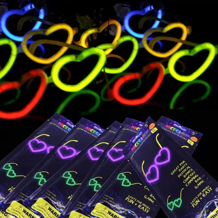 Glow Kalpli Fosforlu Gözlük 6’lı Renkli Set – Neon Parti Bx40