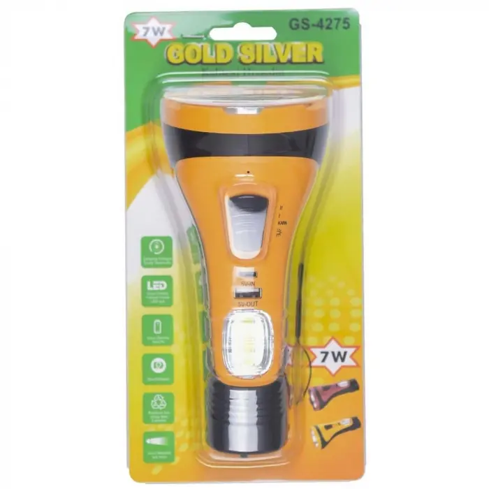 Gold Silver Gs-4275 7 Watt Cob Aydınlatmalı Şarjlı El Feneri