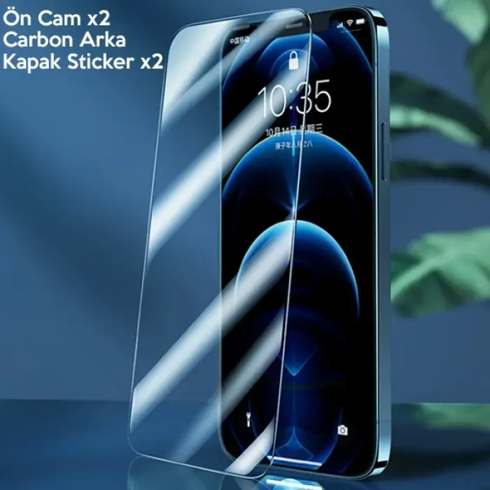 GOR İPhone 12 Mini 5.4  Best Full Tempered Cam Ekran Koruyucu 2Adet+Arka Jelatin-(5775)