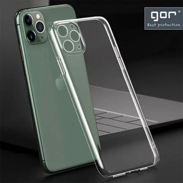 Gor İPhone 12 Pro Max 6.7 İnch Kılıf Kamera Korumalı Şeffaf Silikon Kılıf-(5775)