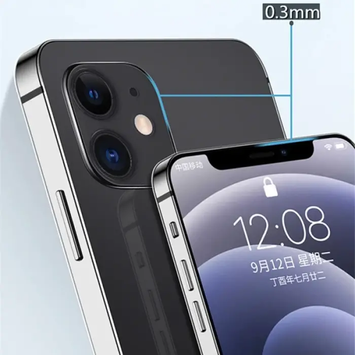Gor İPhone 12 Pro Max 6.7 İnch Kılıf Kamera Korumalı Şeffaf Silikon Kılıf-(5775)