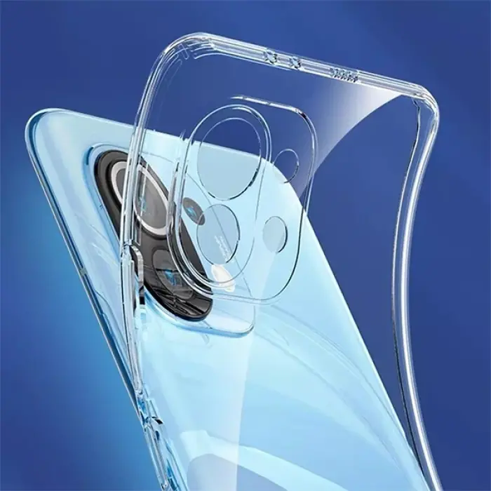 GOR Xiaomi Mi 11 Kılıf Kamera Korumalı Şeffaf Silikon Kılıf-(5775)