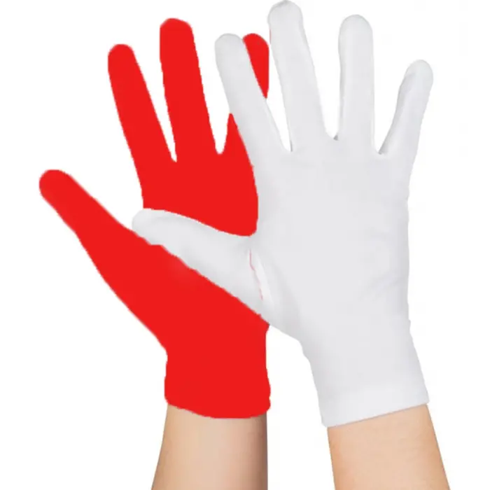 Gösteriler İçin 1 Çift Kırmızı Beyaz Pandomim Eldiveni Çocuk Boy Bx40