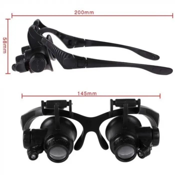 Gözlük Modeli 10x 15x 20x 25x Lens,2led Işıklı,büyüteç