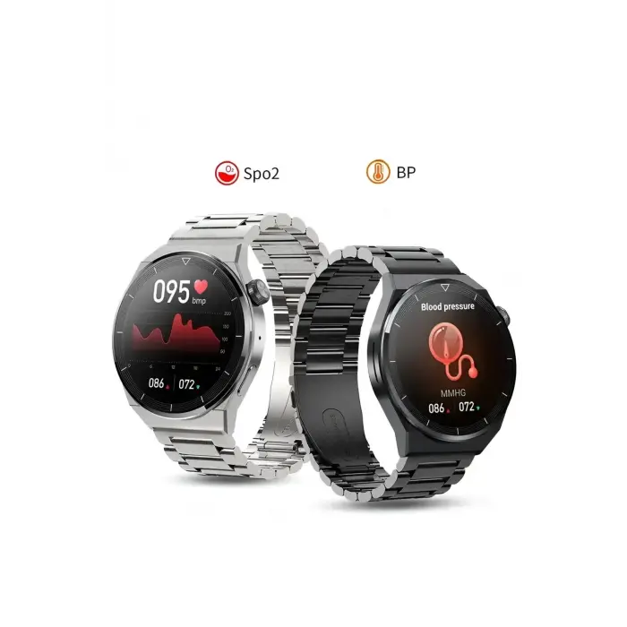 GT3 Max Elegant Smart Watch GT3 Max Elegant Erkek Akıllı Saat Deri-Metal-Silikon 3 Kordonlu