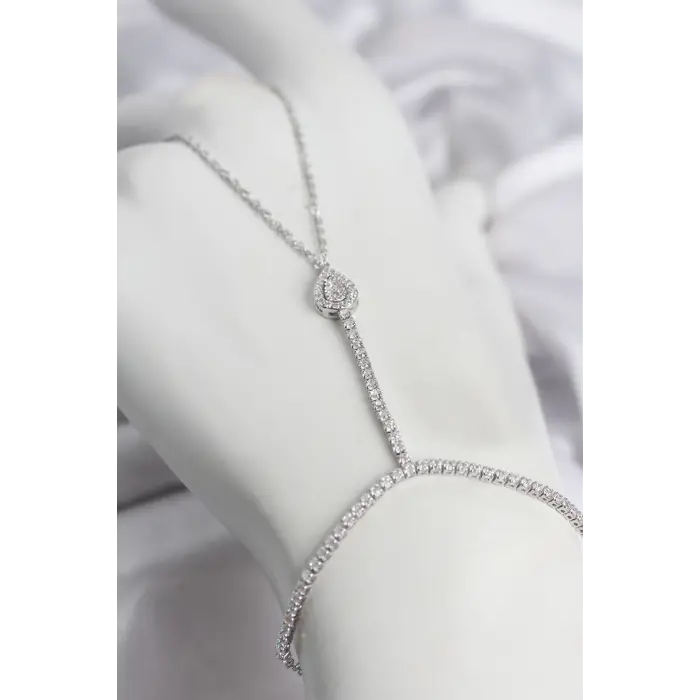 Gümüş Renk Pirinç Zirkon Taşlı Damla Model Şahmeran