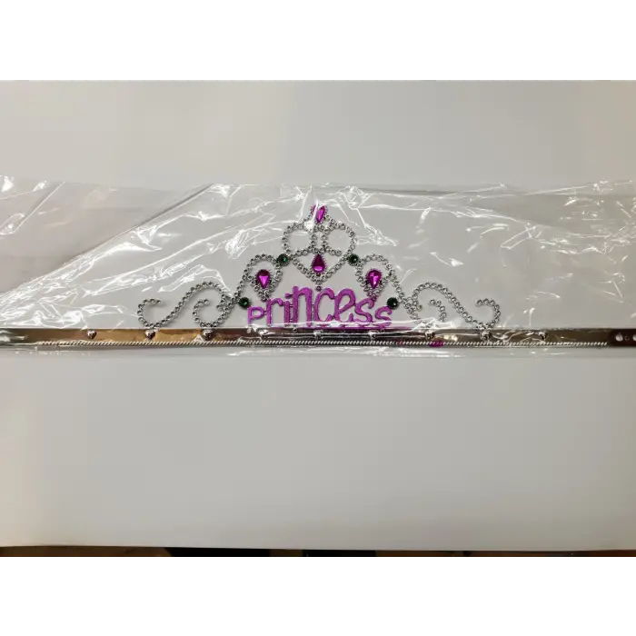 Gümüş Renk Prenses Yazılı Parti Tacı 60 Cm Bx40