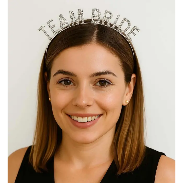 Gümüş Renk Team Bride Taç Plastik – Gelin Ve Nedime Tacı Bx40