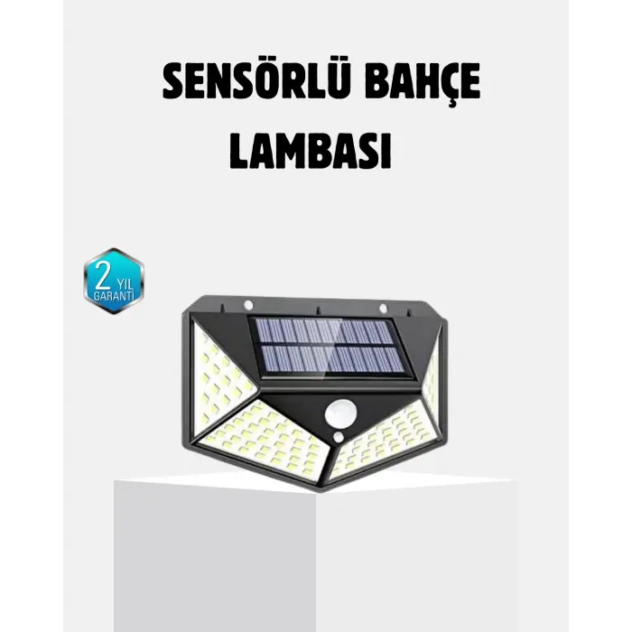 Güneş Enerjili 100 LED Dış Mekan Lamba – Hareket Sensörlü, 2200mAh Bataryalı Solar Aydınlatma