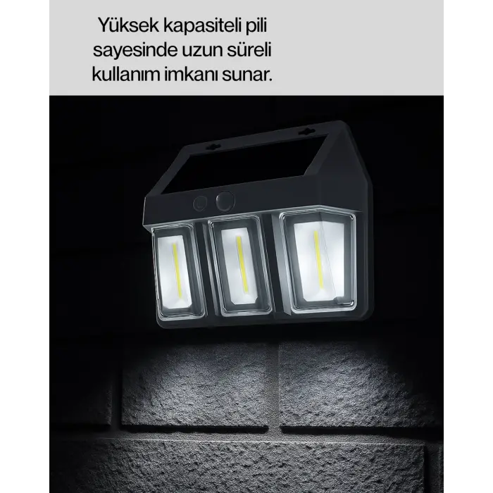 Güneş Enerjili 3 Modlu Duvar Apliği – Bahçe ve Garaj Aydınlatması
