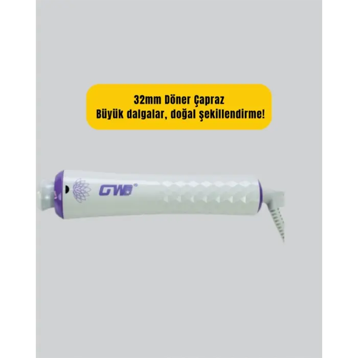 GW 32mm Döner Başlıklı Saç Kıvırma Makinesi – Her An Her Yerde Profesyonel Şekillendirme