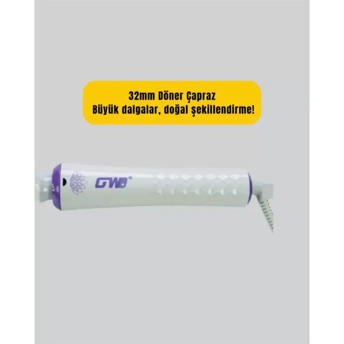GW 32mm Döner Başlıklı Saç Kıvırma Makinesi – Her An Her Yerde Profesyonel Şekillendirme