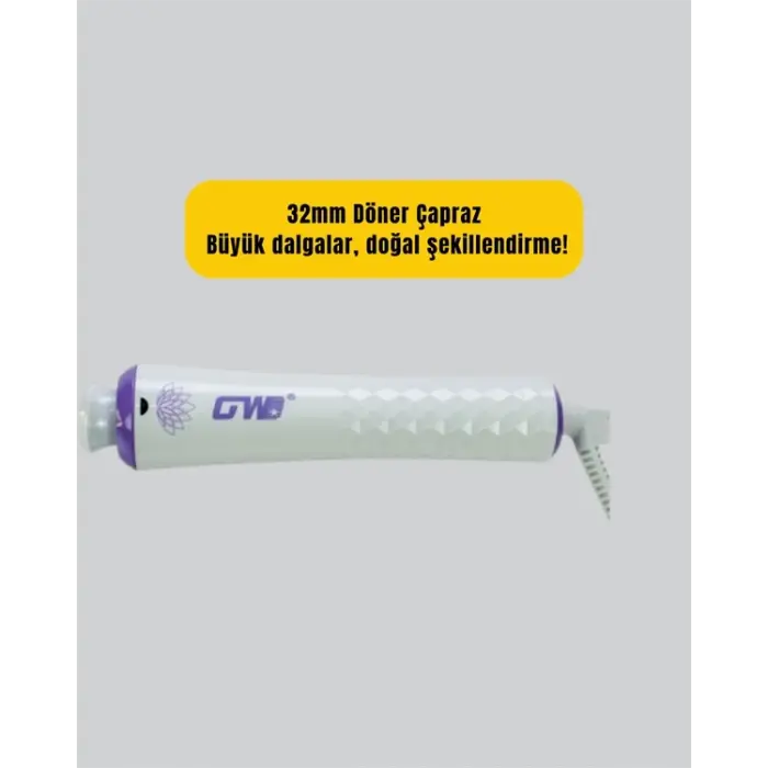 GW 32mm Döner Başlıklı Saç Kıvırma Makinesi – Her An Her Yerde Profesyonel Şekillendirme