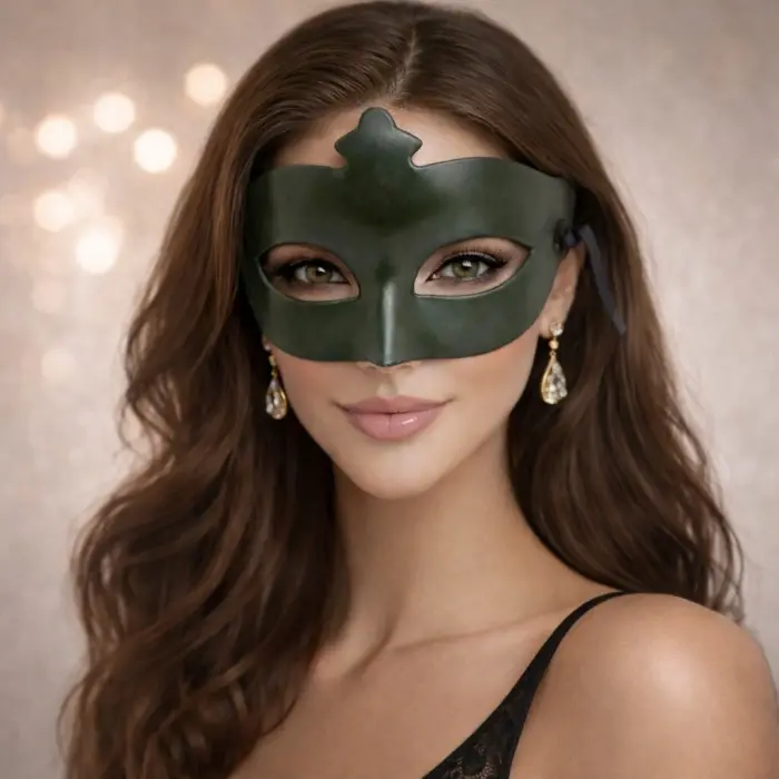 Haki Yeşil Gizemli Masquerade Maskesi Bx40