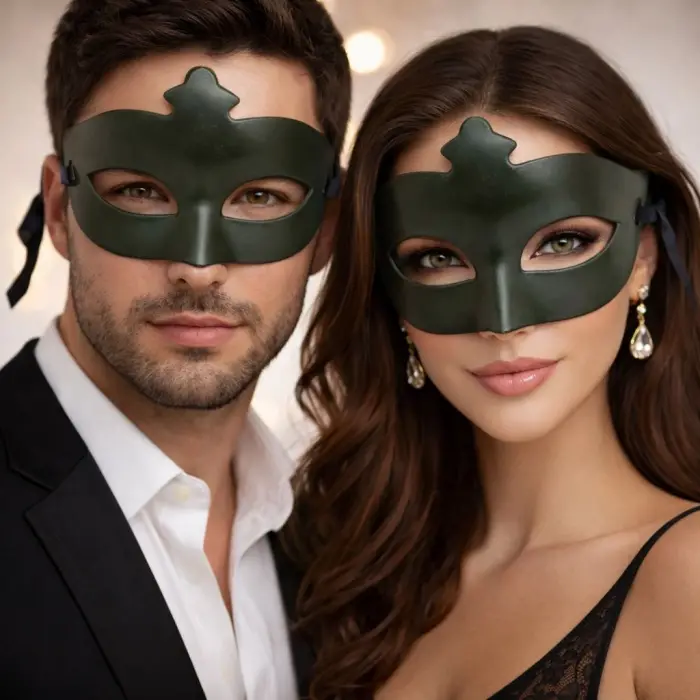 Haki Yeşil Gizemli Masquerade Maskesi Bx40