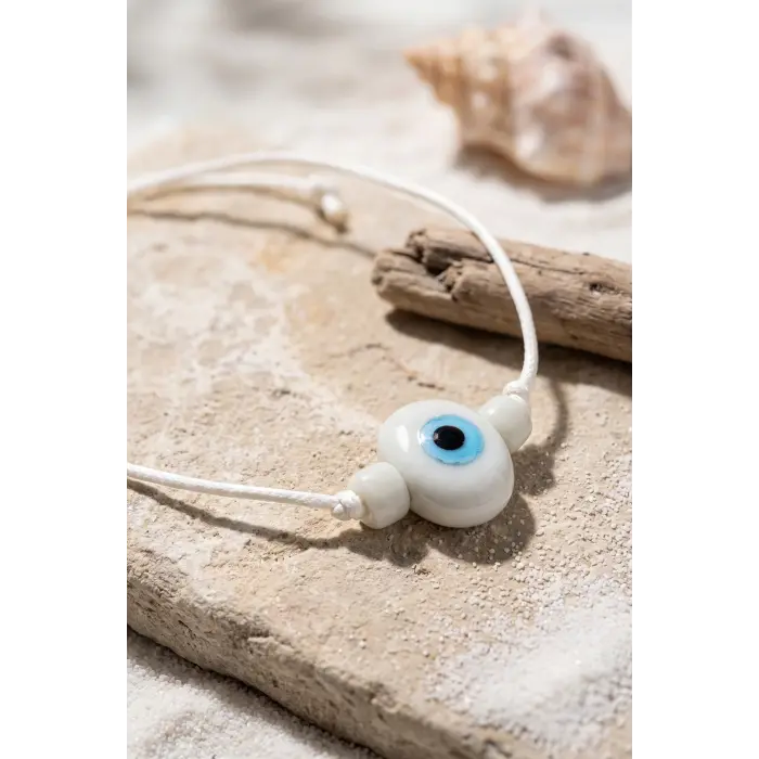 Handmade Bohem Beyaz Nazar Kolye