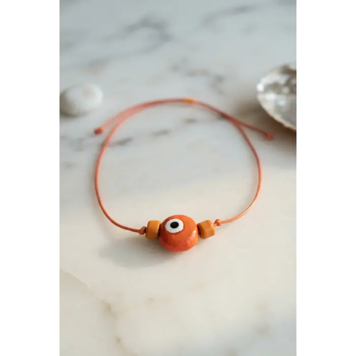 Handmade Bohem Turuncu Nazar Kolye