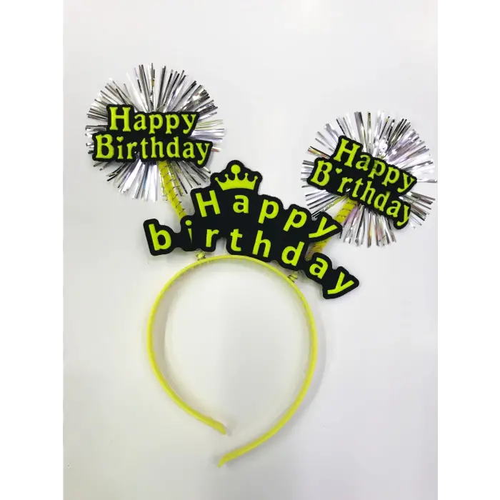 Happy Birthday Neon Renk Doğum Günü Tacı 12 Adet Bx40