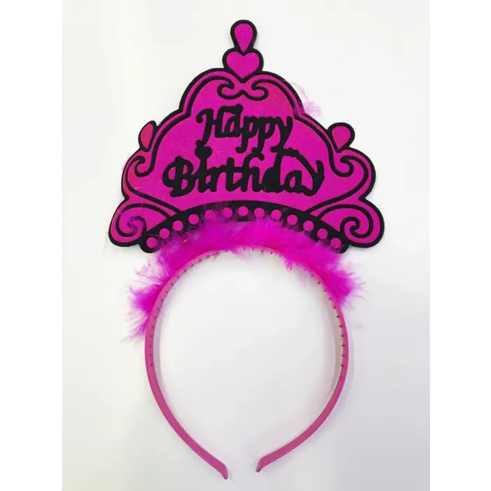 Happy Birthday Yazılı Neon Renk Taç 12 Adet Bx40