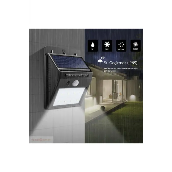Hareket Sensörlü Solar Dış Mekan Lambası