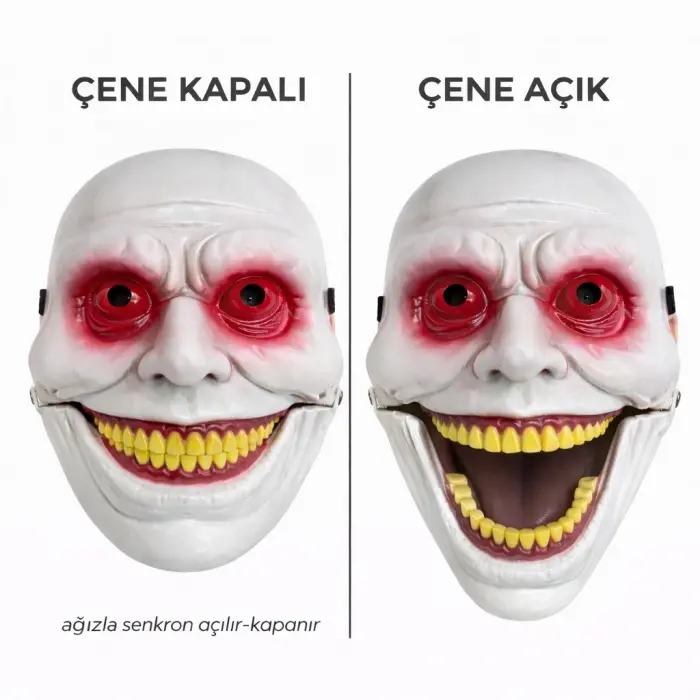 Hareketli Çene Mekanizmalı Korku Maskesi Kırmızı Bx40