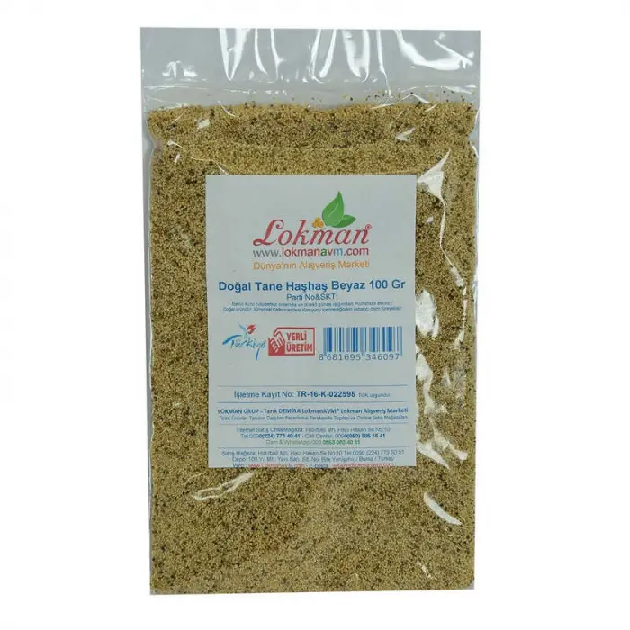 Haşhaş Tohumu Tane Doğal Beyaz 100 Gr Paket