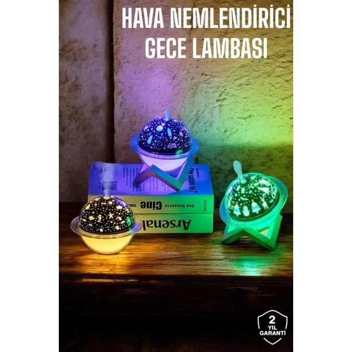 Hava Nemlendirici Masa ve Gece Lambası USB Projeksiyon Aromaterapi