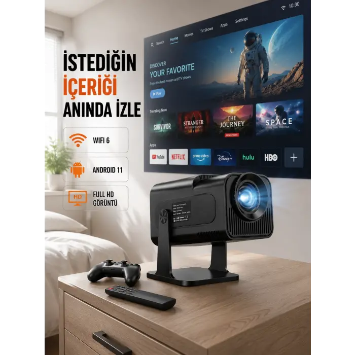 HCS350pro 1080P Full HD Taşınabilir Android Projektör Yeni Nesil