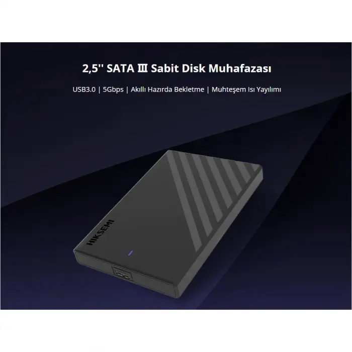 HIKSEMI HS-HUB-MHB201 USB3.0 25" Disk Kutusu. (SSD ve HDD Destekler 5Gbps Siyah Win Mac-OS Linux Android)(1923)