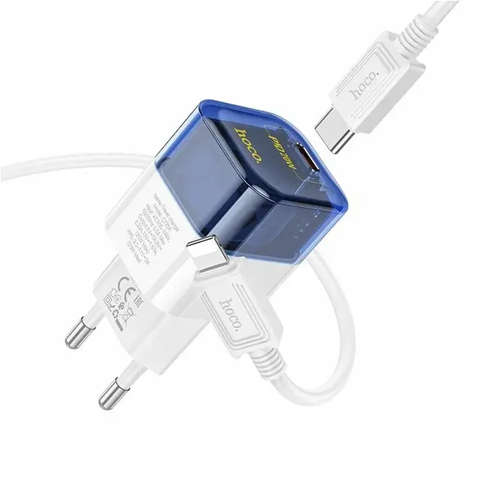 HOCO C131A Platinum PD30W+QC3.0 Girişli Hızlı Şarj Başlığı Ve Type-C To iPhone Lightning Kablo-(5775)