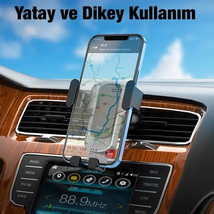 HOCO CA103 Gravity Araç Havalandırma Bölmesi Yerçekimi Araba Telefon Tutucu-(5775)