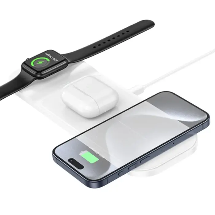 HOCO CQ5 3in1 Wireless Kablosuz Hızlı Şarj Standı (Telefon-Kulaklık-Apple watch)-(5775)