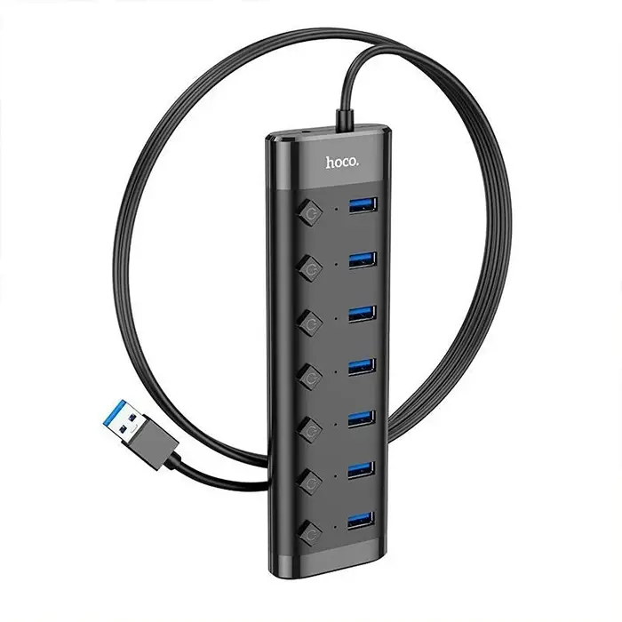 Hoco HB40 7xUSB 2.0 Anahtarlı USB Hızlı Şarj ve Veri Okuyucu-(5775)