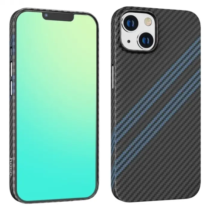 Hoco iPhone 14 Plus 6.7 Kılıf Kevlar Texture Darbe Emici Telefon Kılıfı-(5775)