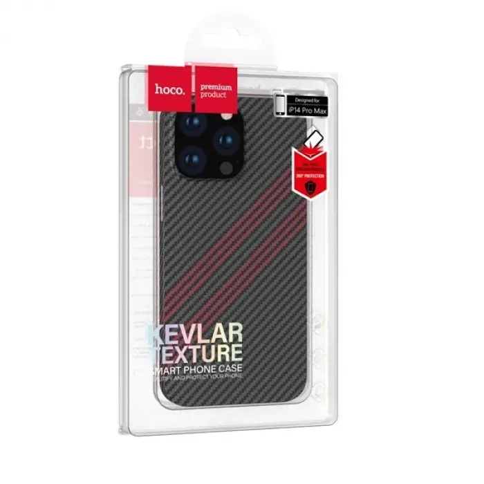 Hoco iPhone 14 Pro 6.1 Kılıf Kevlar Texture Darbe Emici Telefon Kılıfı-(5775)