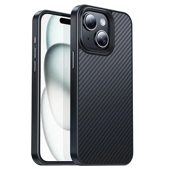 Hoco iPhone 15 Plus AS7 Kevlar Kılıf Manyetik Magsafeli Telefon Kılıfı-(5775)