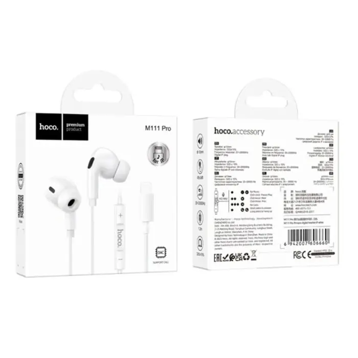HOCO M111 Pro Primero Lightning Kulakiçi Mikrofonlu Kablolu Kulaklık-(5775)
