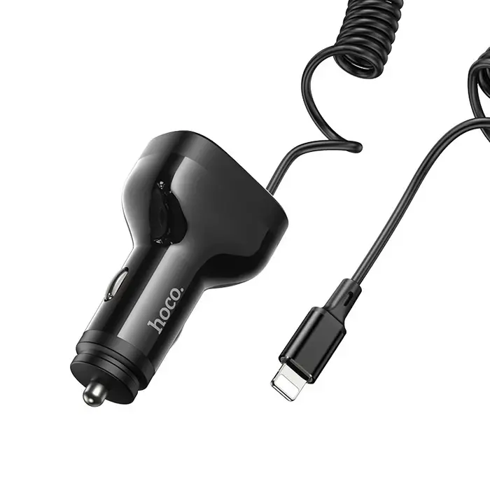 HOCO NZ11A 30W 2 USB+ Type-C Girişli iPhone Kablolu Araç Çakmaklık Şarj Aleti-(5775)