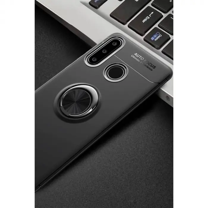 Huawei Y6p Kılıf Range Yüzüklü Silikon - Siyah