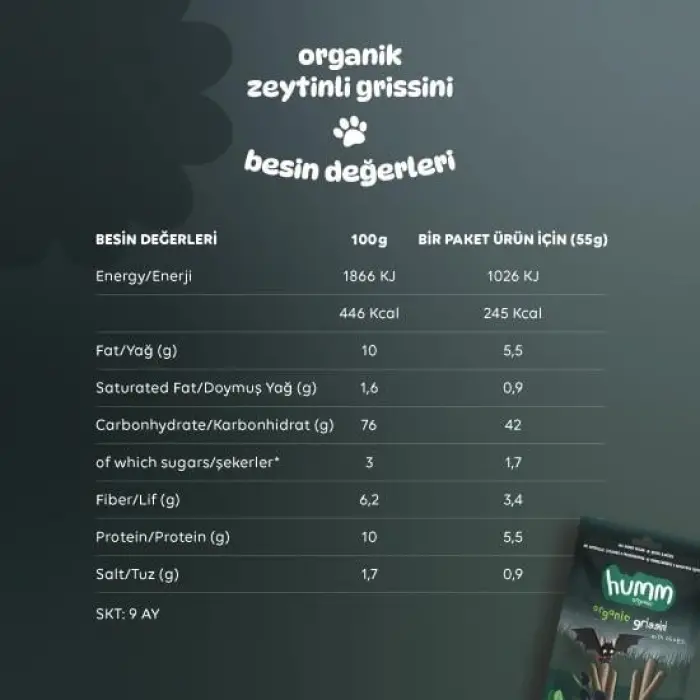 Humm Organik Vegan Zeytinli Grissini 55 Gr