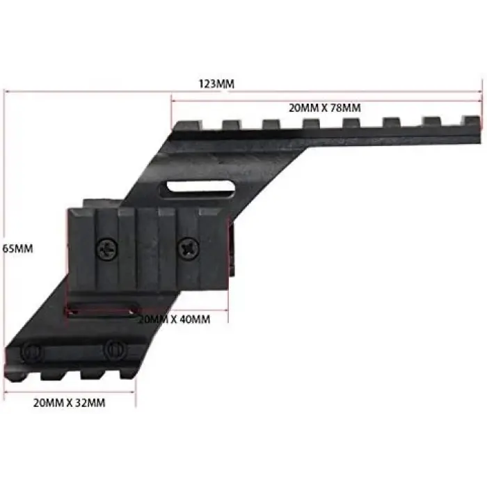 İçin   Polimer Naylon  Fener, Lazer  Üst Ray  22mm