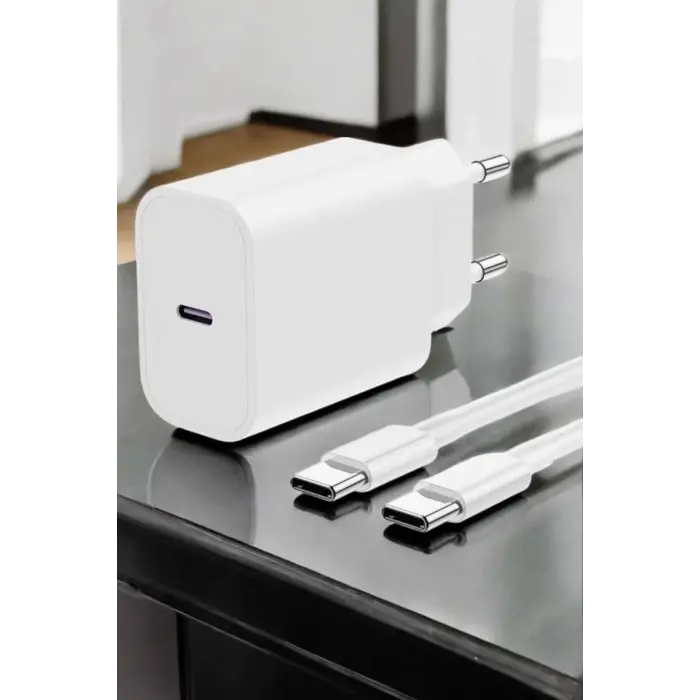 İOS Uyumlu Type-C Girişli Hızlı Şarj 15/15 Pro Max Adaptör ve Kablosu