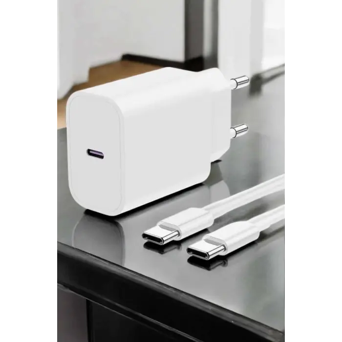 İOS Uyumlu Type-C Girişli Hızlı Şarj 15/15 Pro Max Adaptör ve Kablosu