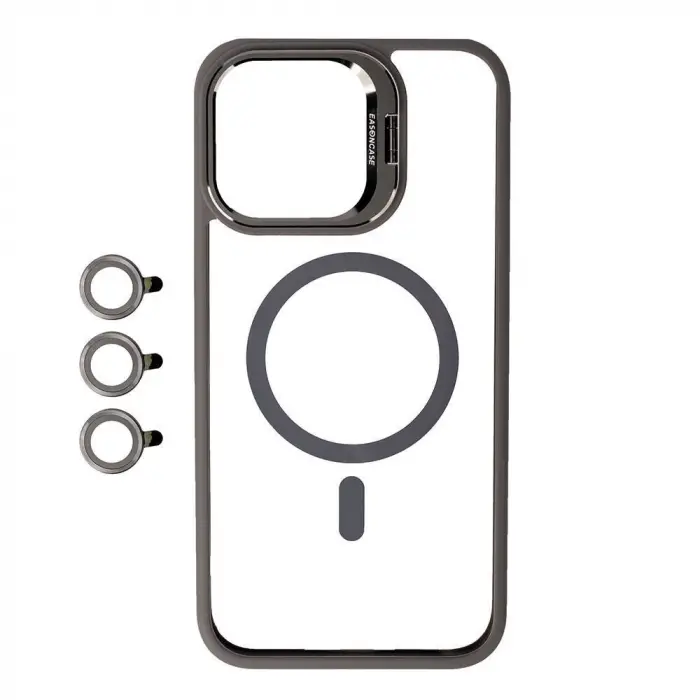 IP 14 Plus / 15 Plus – Kılıf Kamera Lens Korumalı Standlı Lensli Kapak