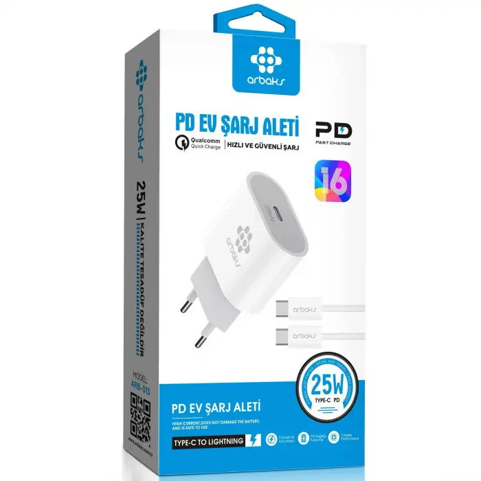 IP 16 Serisi PD 25W Şarj Aleti Arbaks ARB-013T