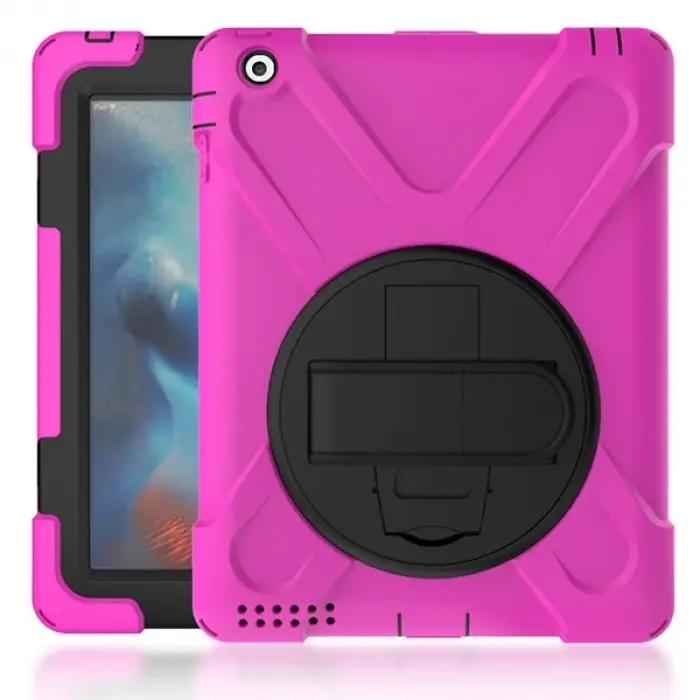 İPad 2/İPad 3/İPad 4/Shockproof 3 Katmanlı Standlı Zırh Kılıf-(5775)